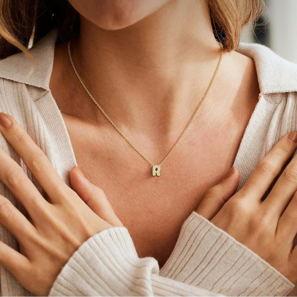 Gold Initial 'R' Pendant Necklace - Women's Jewelry